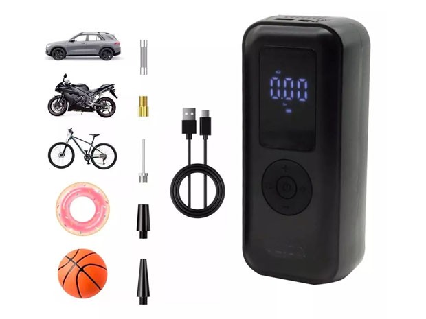 &+ INFLADOR COMPRESOR ELECTRICO RECARGABLE AUTO MOTO BICICLETA